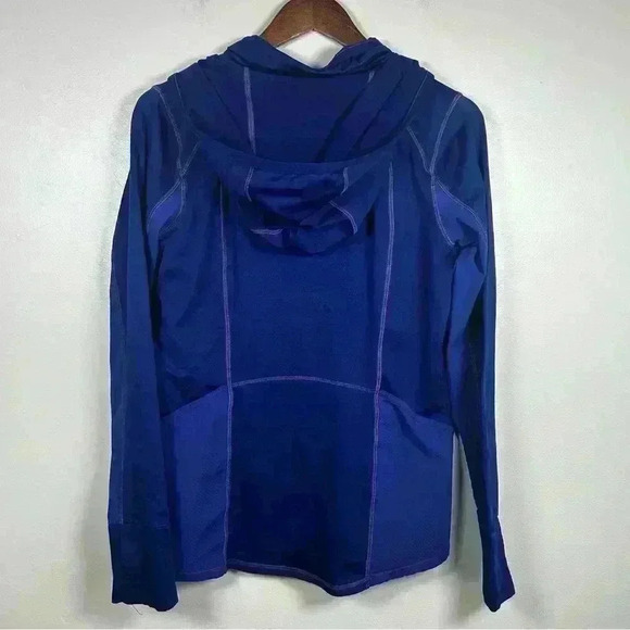Athleta Blue Long Sleeve Hoodie Hooded Pullover Sweatshirt Women's Size M - Picture 2 of 4